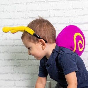 Baby Girl Snail Costume, Bright Purple Snail Shell and Yellow Eyes Headband, Halloween Costume, Snail Shell Cosplay Accessory, Toddler Girl image 5