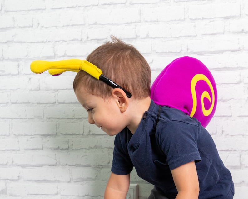 Baby Girl Snail Costume, Bright Purple Snail Shell and Yellow Eyes Headband, Halloween Costume, Snail Shell Cosplay Accessory, Toddler Girl image 5