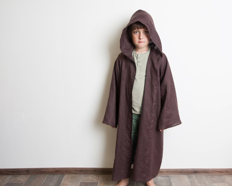 Toddler Jedi Costume Jedi Robe Brown Linen Robe Hooded Robe Etsy