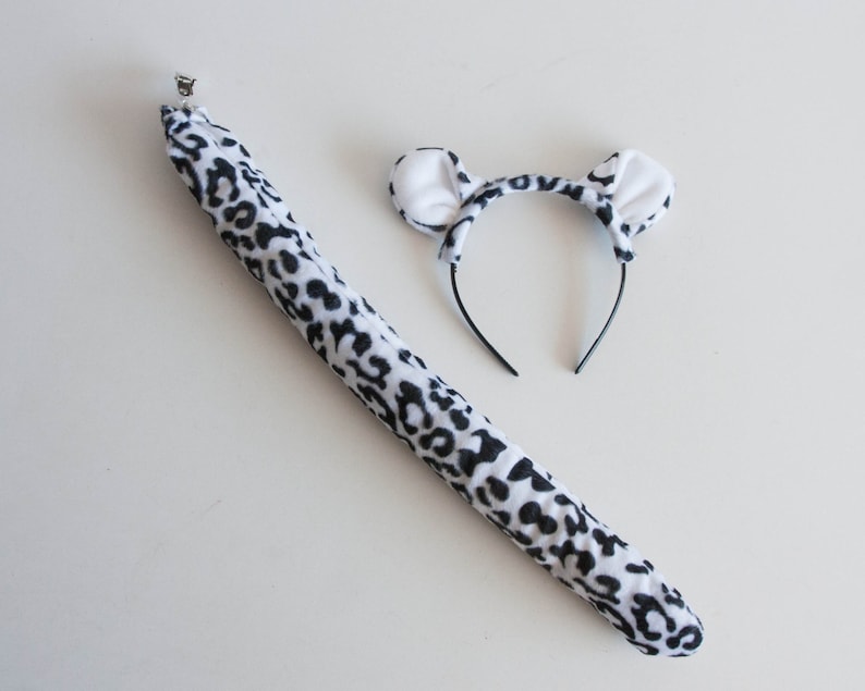 Snow Leopard Headband and Tail White Leopard Pretend Play Etsy