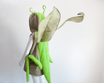 Grasshopper Children Costume, Halloween Costume for Toddler Boy or Girl, Toddler Cricket Costume with Wings