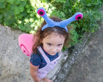 Coquille d'escargot rose et yeux, costume d'Halloween, accessoire de cosplay de coquille d'escargot, petite fille, costume d'escargot de bébé, bandeau de costume d'escargot de fille