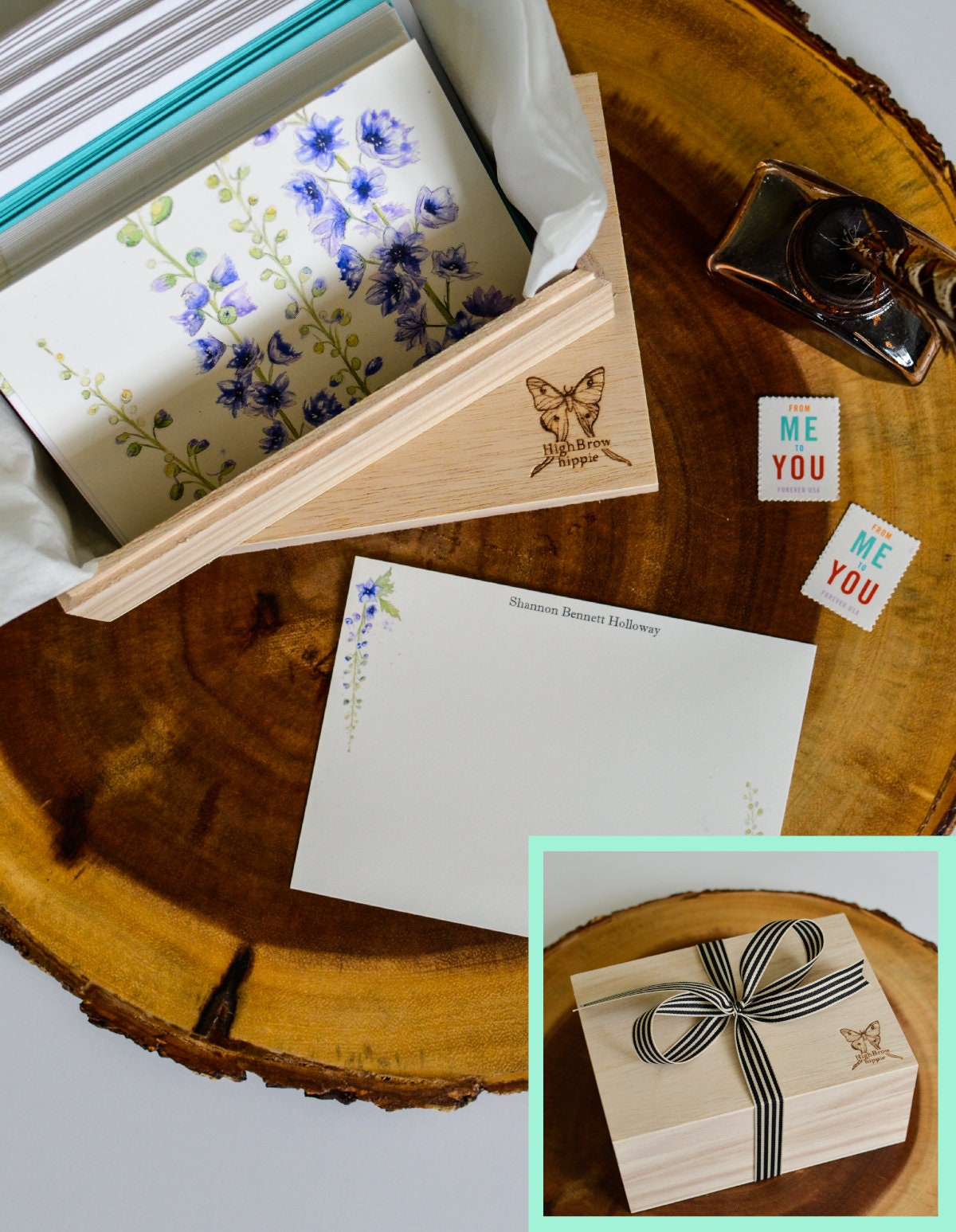 Larkspur Delphinium Personalized Stationery Boxed Set - Etsy