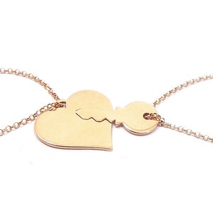 Rose old plated sterling silver set of heart and key bracelets, best friends bracelets set, sisters bracelets