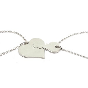 Sterling silver set of heart and key bracelets, best friends bracelets set, sisters bracelets set, mother and daughter