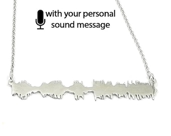 Sterling silver soundwave necklace ,waveform necklace,custom sound wave ,personalized waveform, sonogram ultrasound