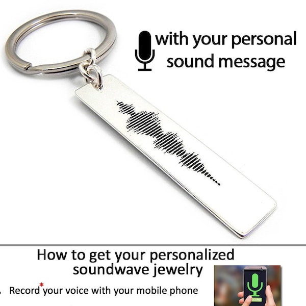 Personal soundwave keychain, waveform keychain, custom sound wave, personalized waveform key ring