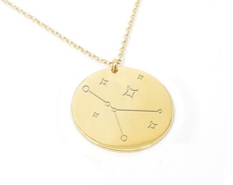 Gold plated silver constellation necklace, Aries, Taurus, Gemini,Cancer, Leo, Virgo, Libra, Scorpio, Sagittarius, Capricorn,Aquarius, Pisces