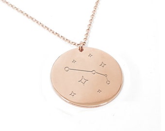 Rose gold plated silver constellation necklace, Aries, Taurus, Gemini,Cancer, Leo, Virgo,Libra,Scorpio,Sagittarius,Capricorn,Aquarius,Pisces