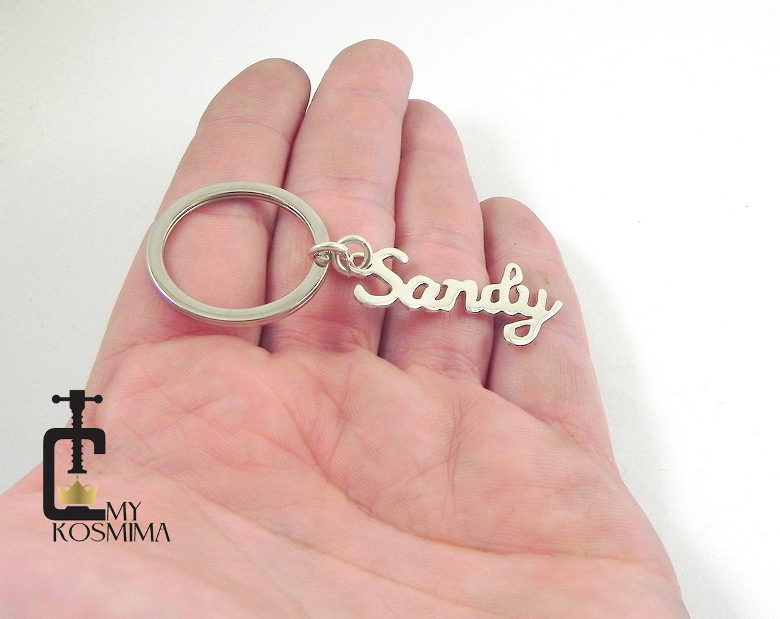 Sterling Silver Name Key Chain Name Keychain Signature Etsy