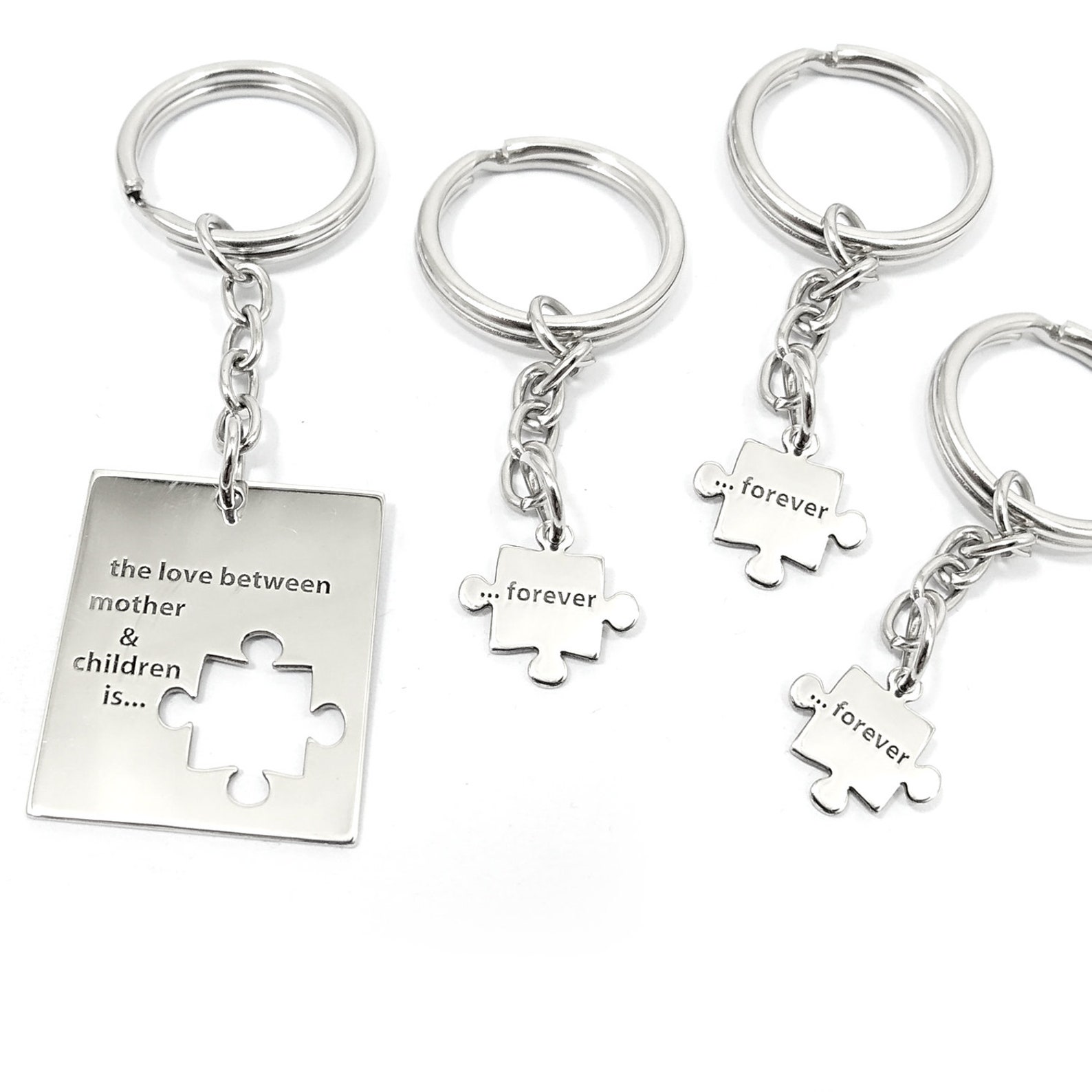 Puzzle Keychain Set 4 Keychains Set Matching Keychains Etsy