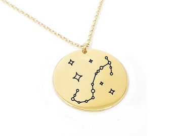 Gold plated silver constellation necklace painted, Aries, Taurus, Gemini,Cancer, Leo, Virgo, Libra, Scorpio, Sagittarius, Capricorn,Aquarius