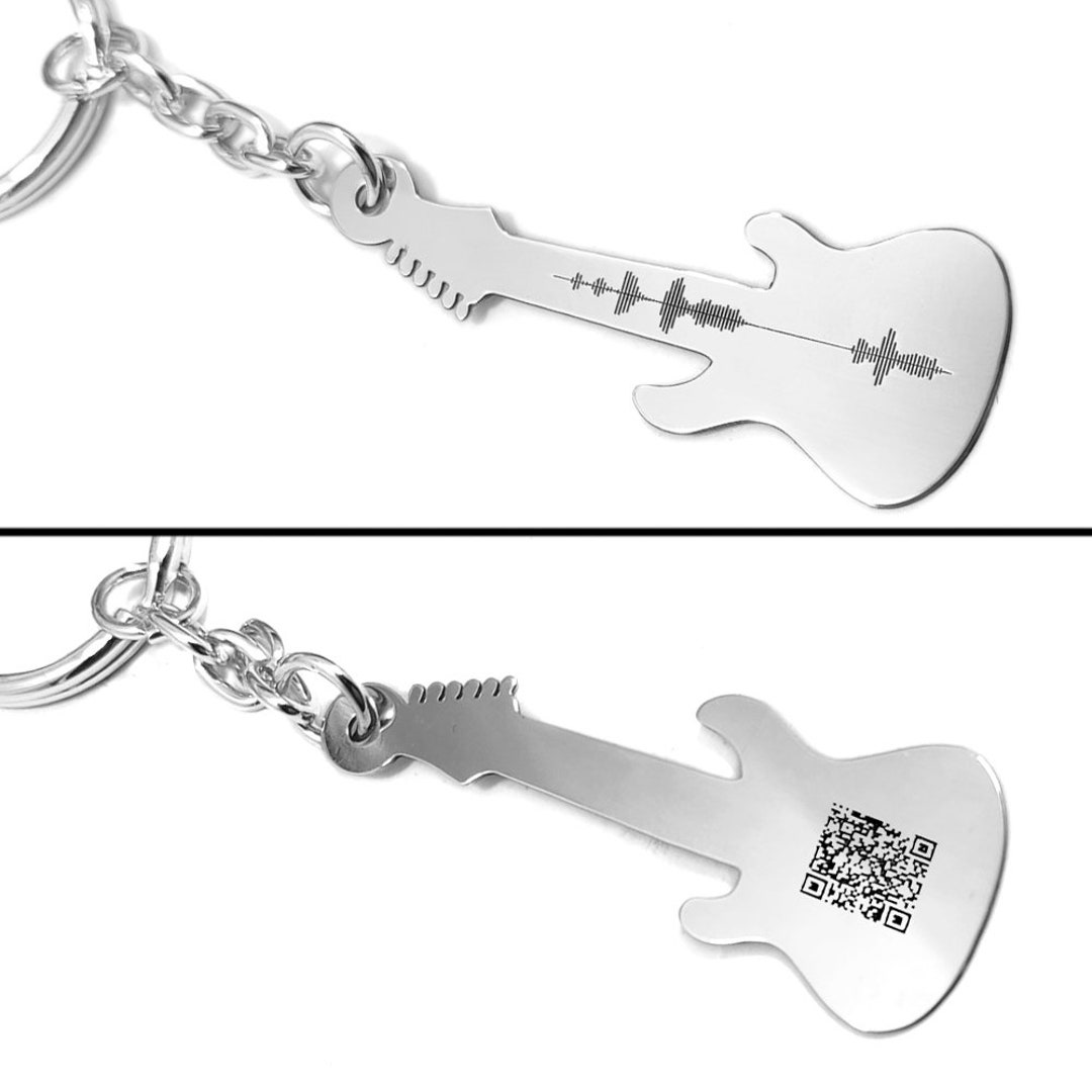 Sterling Silver Electric Guitar Keychain With Your Personal Message ...