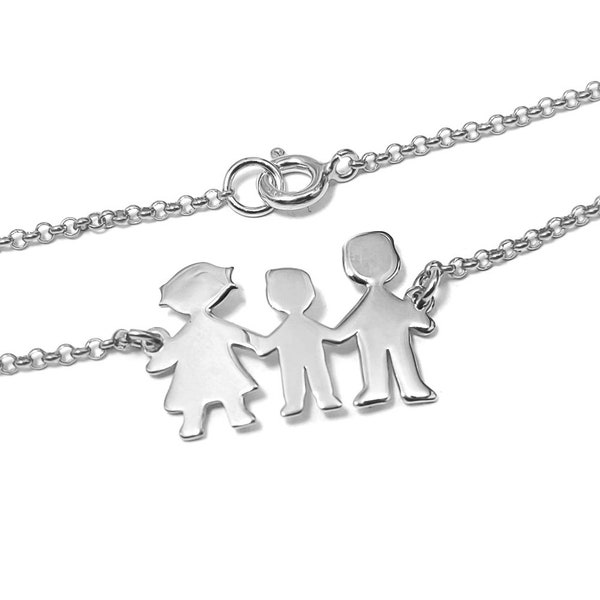 Sterling Silber platiniertes Armband mit Euren Familienfiguren