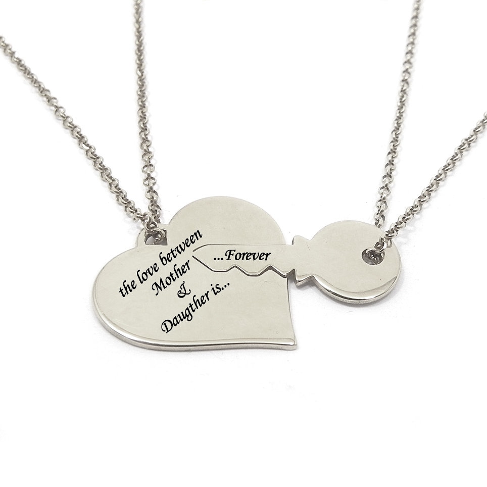 Mother Daughter Necklace Two Piece Heart Pendant Mother Daughter