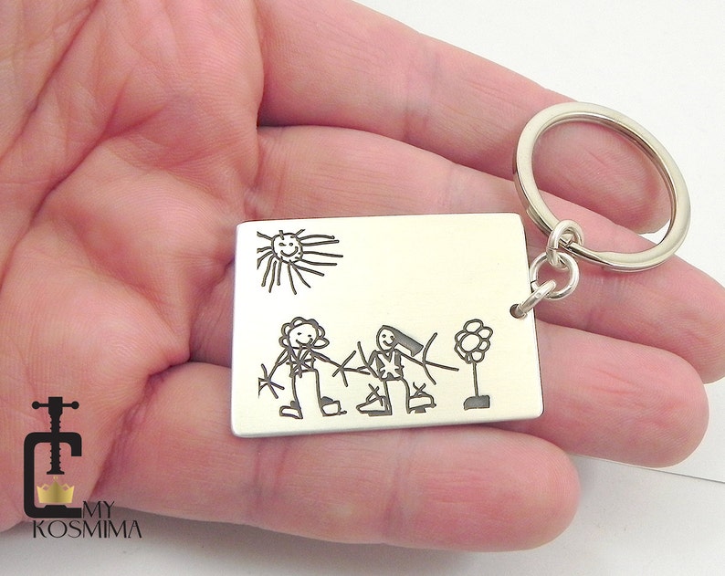 Engraved Child s drawing keyring