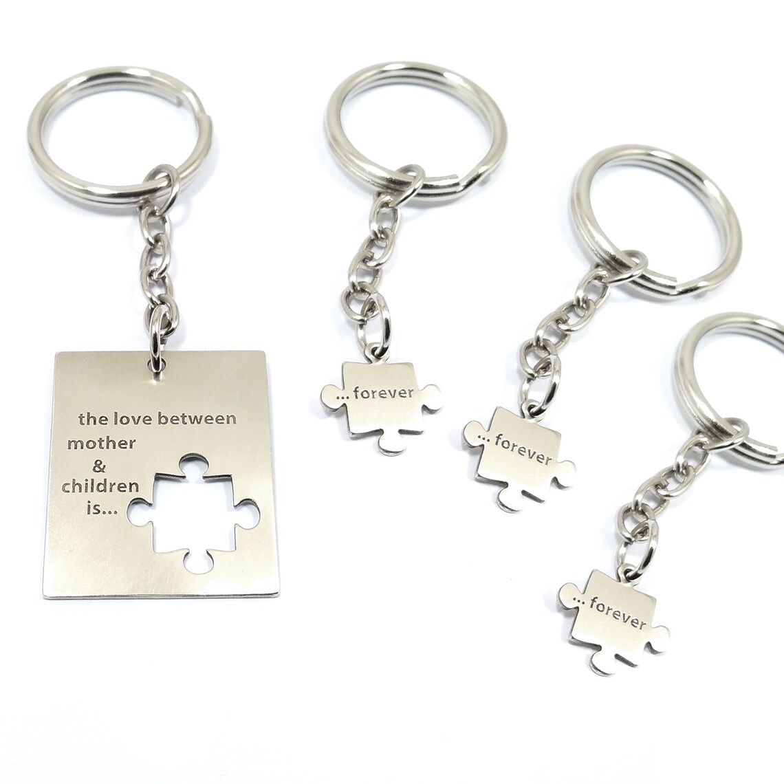Puzzle Keychain Set 4 Keychains Set Matching Keychains Etsy