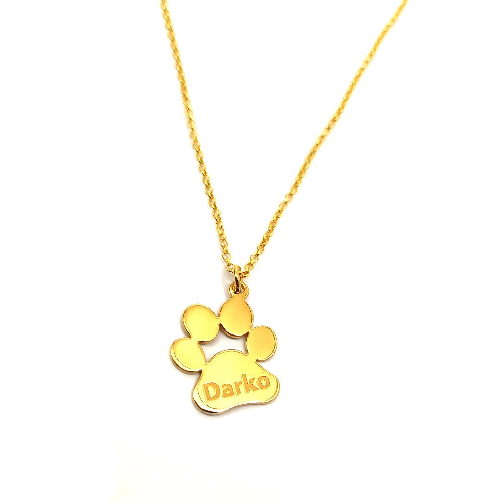 Personalizzato Alfabeto Iniziale A-Z Dainty Cane Gatto Animale Domestico Gattino Cucciolo Paw Stampa Ciondolo Collana Animale Gioielli Per Le Donne Teen Lucidato .925 Sterling Silver Con Catena