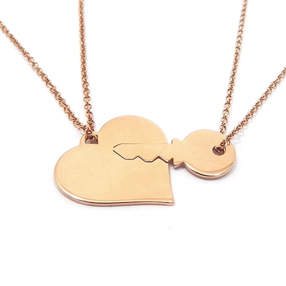 Heart & Key Necklace - Key to My Heart Necklace Rose Gold Plated
