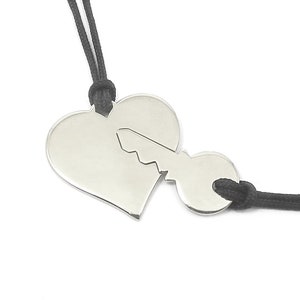 Sterling silver set of heart and key necklace, Couples necklace set,Key to my heart,Boyfriend gift,His and her necklace