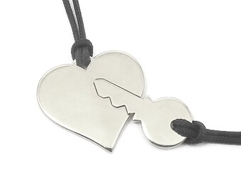 Sterling silver set of heart and key necklace, Couples necklace set,Key to my heart,Boyfriend gift,His and her necklace