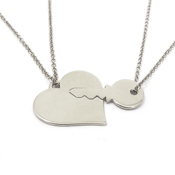 Heart and key couples necklace best sale