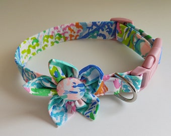 Girl Dog Collar - Adjustable Dog Collar - Small Dog Collar - Large Dog Collar - Custom Dog Collar and Flower