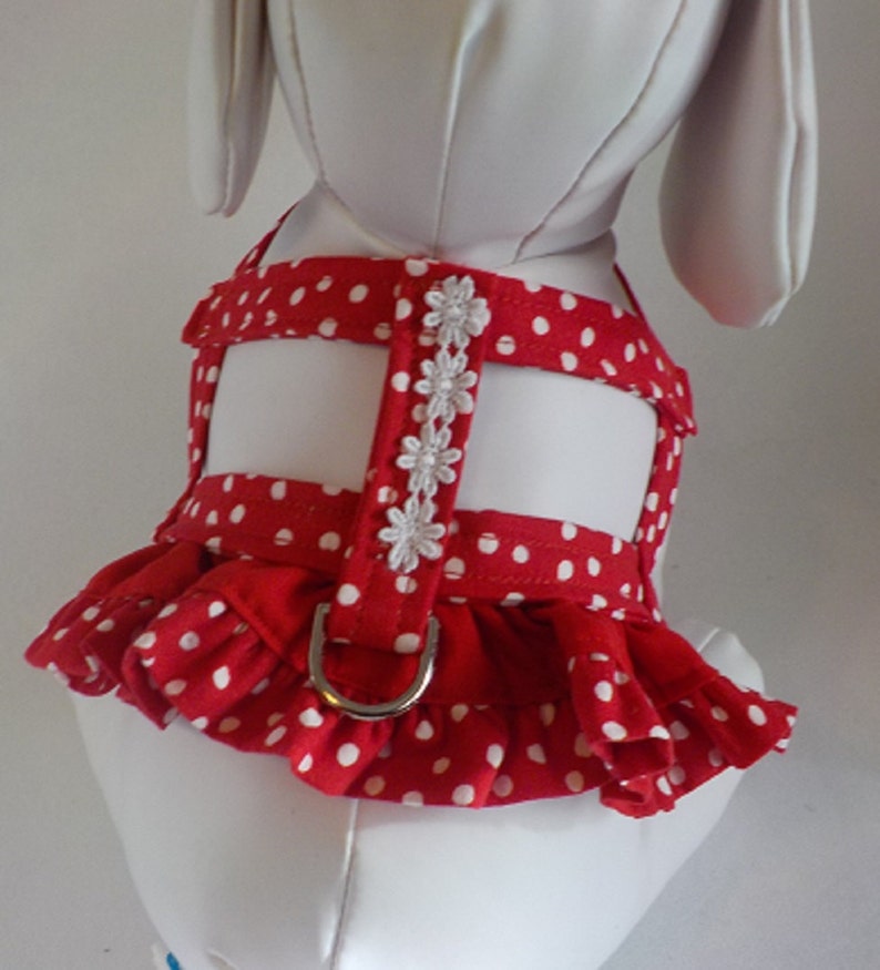 Dog Harness Dog Clothes Custom Dog Harness Red Dots Etsy