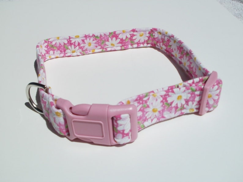 Custom Dog Collars Girl Dog Collar Pink Daisies Large Dog Etsy