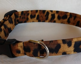 Leopard Print Dog Collar: Custom Cotton Fabric, Adjustable Buckle