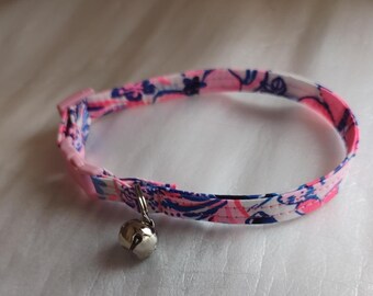 Collier pour chat échappé : collier personnalisé en popeline de coton avec grelot