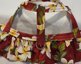 Hawaiiansk Plumeria Hundklänningssele: Röd Volang Husdjurstillbehör