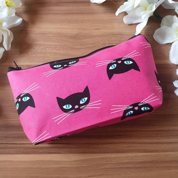 Cat Cosmetic Bag Large Black Cat Pencil Case Christmas Gift Etsy