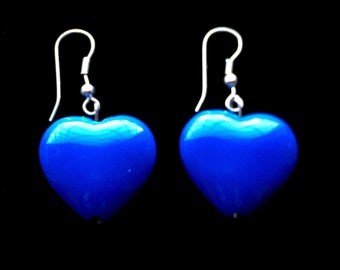 Heart Earrings | Blue Heart Earrings | Hanging Heart Earrings | Girls Earrings | Gift for her | Earrings