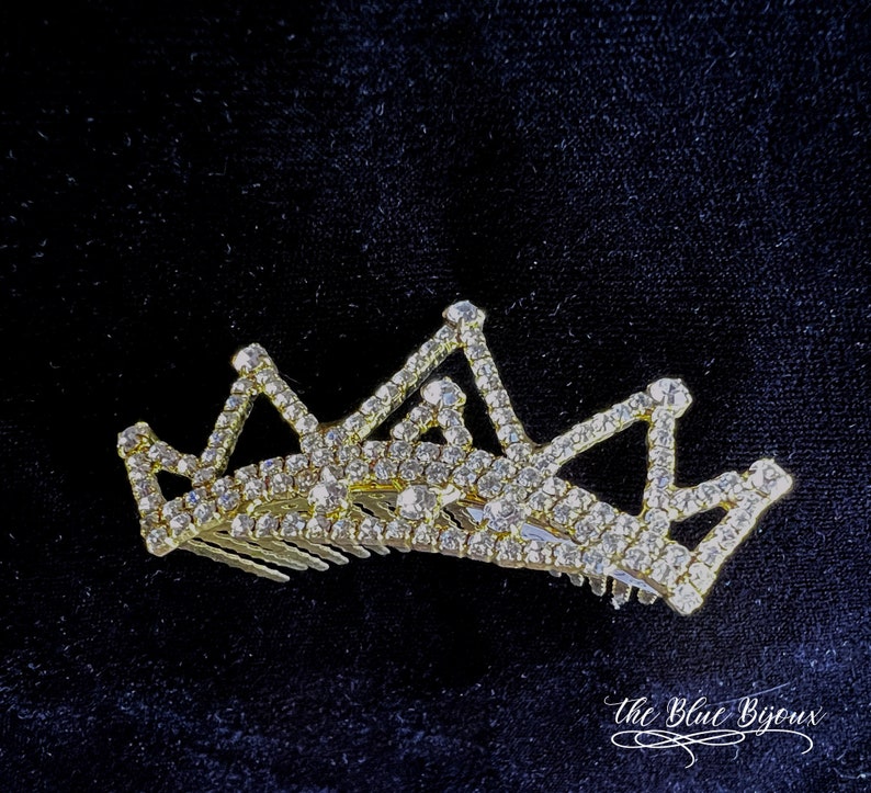 Gold Tiara Hair Comb Tiara Hair Comb Rhinestone Crown Hair Ornament Queen Crown Princess Crown Wedding Tiara Wedding Crown image 9