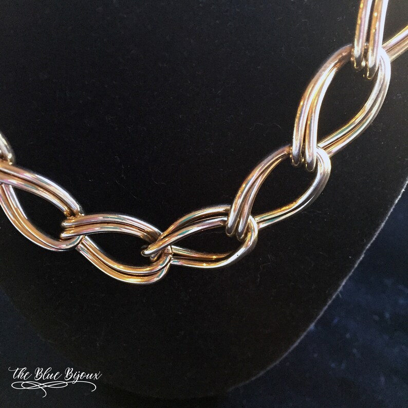 80s Gold Tone Chain Link Necklace Vintage 80s Chain Necklace Curb Link Statement Necklace Chocker image 4