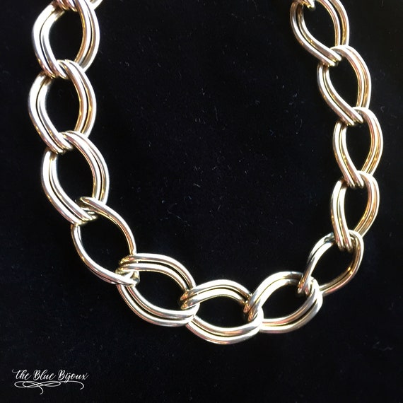 80s Gold Tone Chain Link Necklace | Vintage 80s C… - image 2