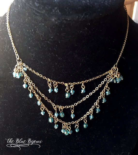 Vintage BoHo Rosary Style Crystal Beaded Necklace… - image 1
