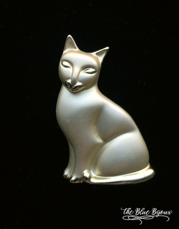 Mid Century Modern Cat Pin | Cat Brooch | Matte G… - image 8