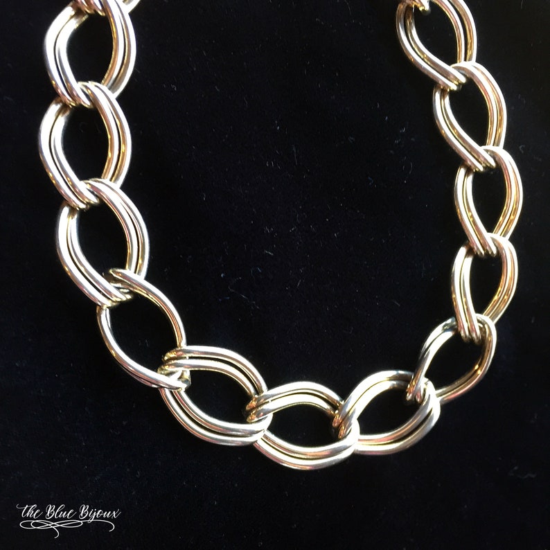 80s Gold Tone Chain Link Necklace Vintage 80s Chain Necklace Curb Link Statement Necklace Chocker image 10