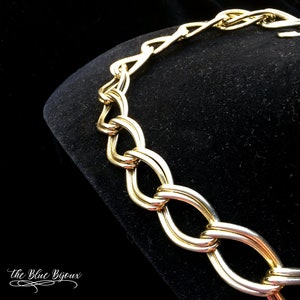 80s Gold Tone Chain Link Necklace Vintage 80s Chain Necklace Curb Link Statement Necklace Chocker image 1