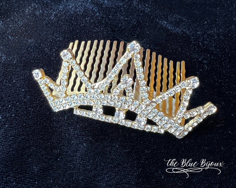 Gold Tiara Hair Comb Tiara Hair Comb Rhinestone Crown Hair Ornament Queen Crown Princess Crown Wedding Tiara Wedding Crown image 10