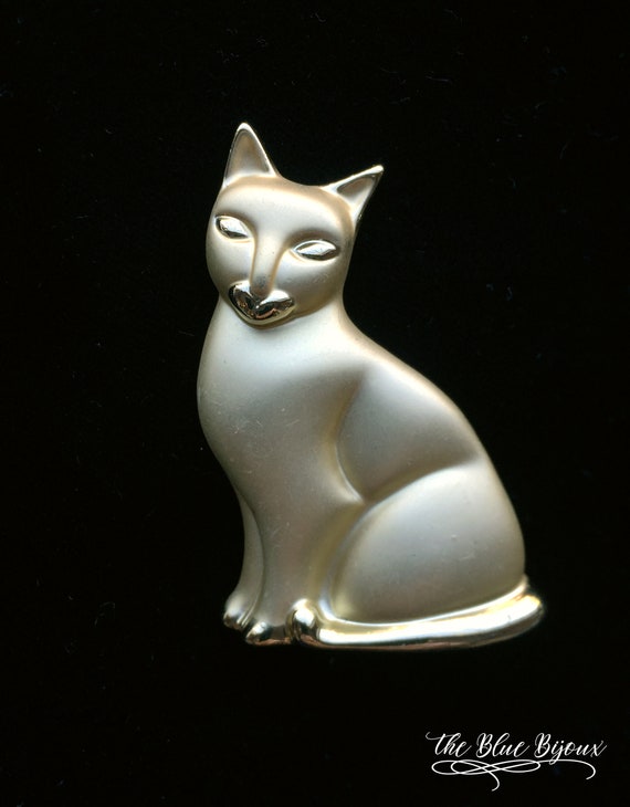 Mid Century Modern Cat Pin | Cat Brooch | Matte G… - image 10