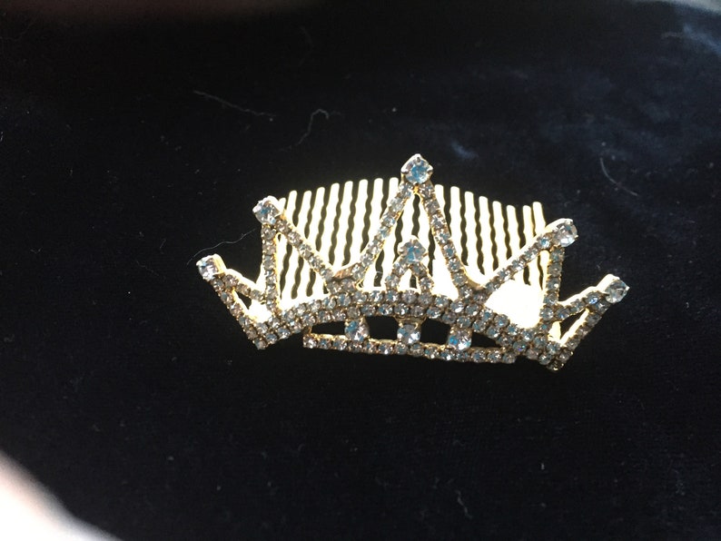 Gold Tiara Hair Comb Tiara Hair Comb Rhinestone Crown Hair Ornament Queen Crown Princess Crown Wedding Tiara Wedding Crown image 2