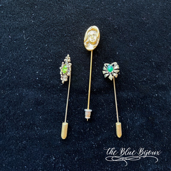 70s Stick Pins Vintage Gold Toned Stick Pins Collector's Stick Pin