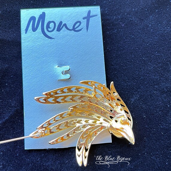 Monet Feather Brooch | Gold toned Brooch | Monet … - image 9