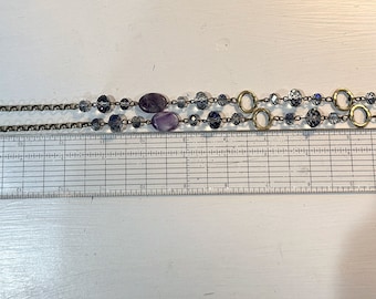 Collier Vintage Années 70 – Perles De Verre Améthyste Et Finition Or, Modèle 4953