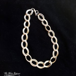 80s Gold Tone Chain Link Necklace Vintage 80s Chain Necklace Curb Link Statement Necklace Chocker image 7