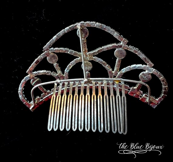 Vintage Silver Tiara Hair Comb | Pearl Rhinestone… - image 7