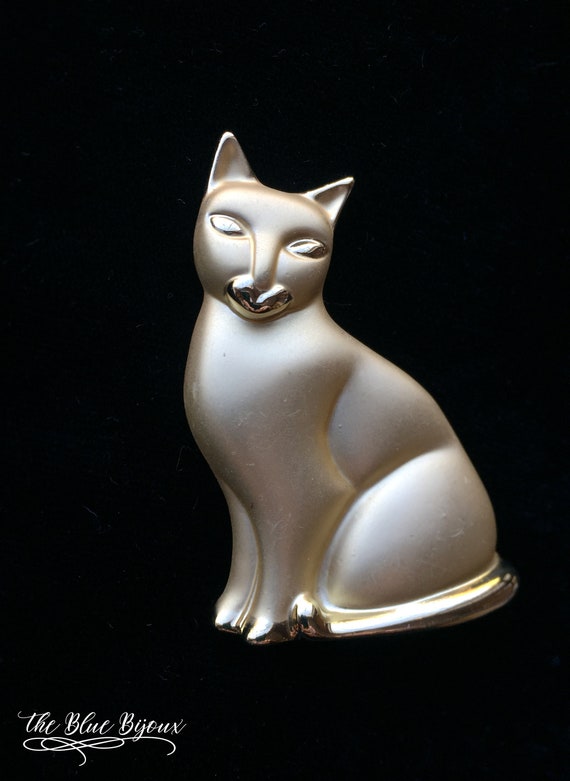 Mid Century Modern Cat Pin | Cat Brooch | Matte G… - image 7